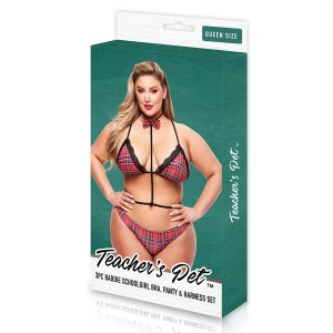 Teachers Pet 3pc Baddie Schoolgirl Set Tartan, Queen