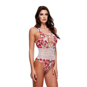 White Floral & Lace Teddy, S/m