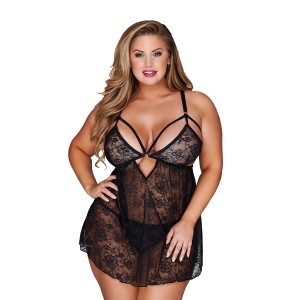 2pc Lace Babydoll Set With G-string Xl