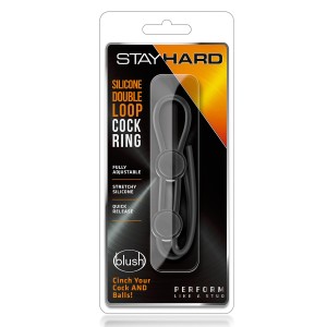 Stay Hard Double Loop Cock Ring Black