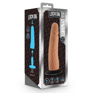 Lock On Dynamite 7 Inch Dildo With Suction Cup Adapter Mocha