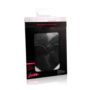 Peekaboo Pasties Black Satin Heart