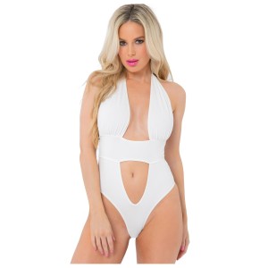 Take The Plunge Bodysuit White, S/m