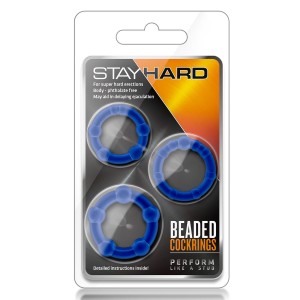 Stay Hard Beaded Cockrings Blue