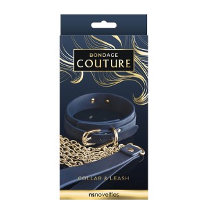 Bondage Couture Collar And Leash Blue