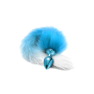 Nixie Metal Butt Plug With Ombre Tail, Blue Metallic