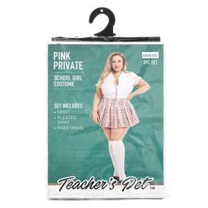 Teacher Pet 3 Pcs Pink Private Schoolgirl Costume, Queen Size