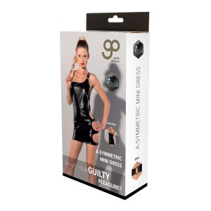 Gp Wet Look A-symmetric Mini Dress Black