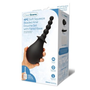 Cleanscene 250ml 4pcs Soft Squeeze Beaded Anal Douche With Flaired Base
