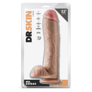 Dr. Skin Mr. Savage 11.5 Inch Dildo With Balls Beige