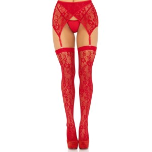 Leg Avenue Lace Stockings And Garterbelt Red