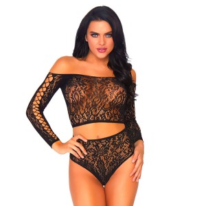 Leg Avenue 2 Piece Lace Top And Thong One Size 6 To 12