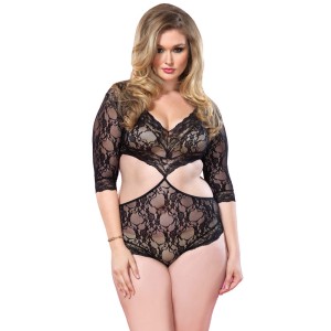 Leg Avenue Cut Out Floral Lace Teddy Uk 14 To 18