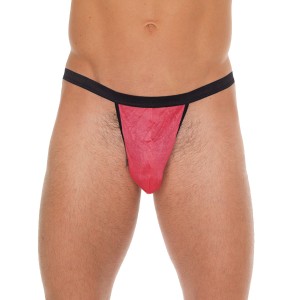 Mens Black G-string With Pink Pouch