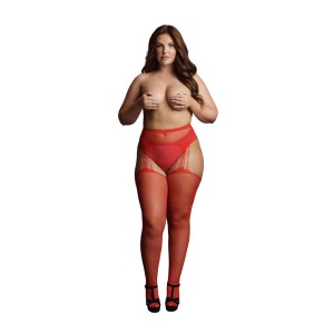 Le Desir Suspender Rhinestone Pantyhose Red Uk 14 To 20