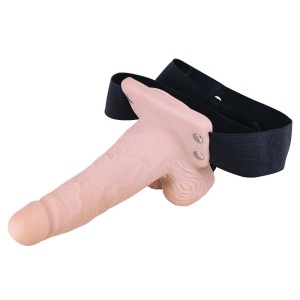 Erection Assistant Hollow Vibrating Strap-on 6 Inch Flesh Pink