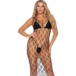 Leg Avenue Hexi Net Maxi Dress Black Uk 6 To 12