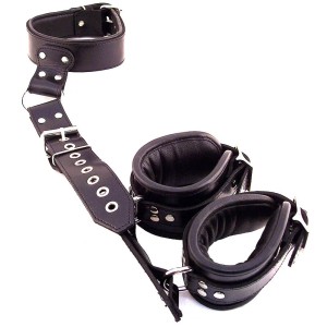 Rouge Garments Black Leather Neck To Wrist Restraints