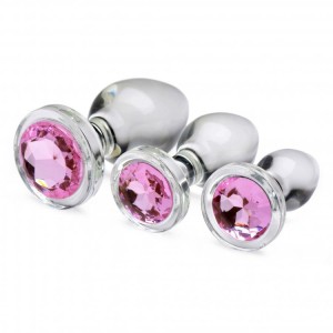 Xr Pink Gem Glass Anal Plug Set