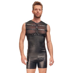 Nek Matte Look Shirt With Chest Harness Black