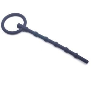6 Inch Beaded Silicone Cum Thru Penis Plug With Ring