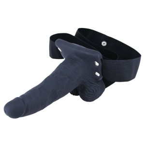 Erection Assistant Hollow Vibrating Strap-on 6 Inch Black