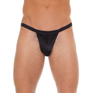 Mens Black G-string With Black Pouch
