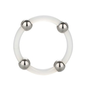 Steel Beaded Silicone Cock Ring Xl