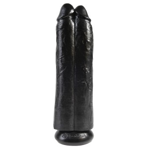 King Cock 11 Inch Black Two Cocks One Hole Hollow Strap-on