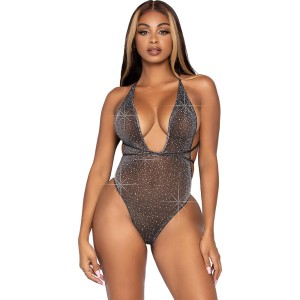 Leg Avenue Lurex And Rhinestone Teddy Uk 6 To 12