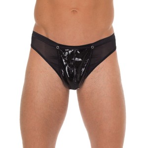 Mens Black G-string With Pvc Pouch