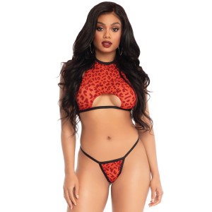 Leg Avenue Leopard Crop Top And G-string